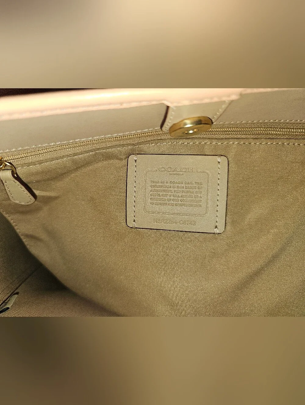 Coach Peach Floral Print Leather City Tote -